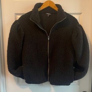 Express Black Puffer Jacket with High Collar